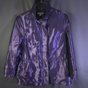Vintage Coldwater Creek Jacket Purple Drawstring‎ Waist Shiney Size Large 14-16